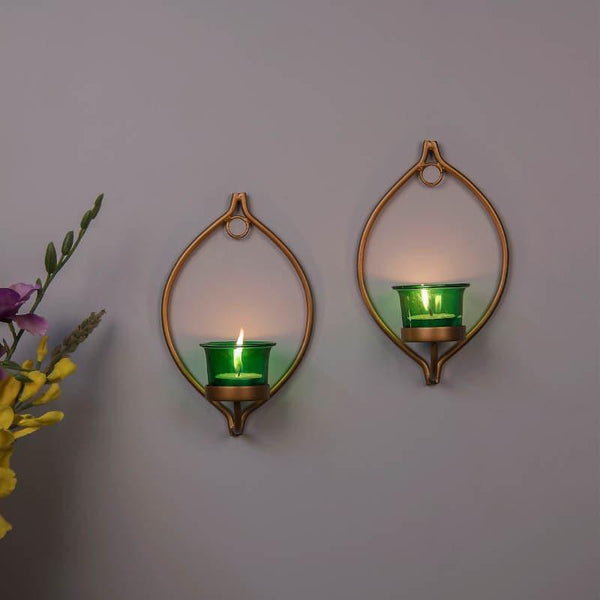 Buy Leafy Sconce Candle Holder (Green) - Set Of Two Candle Holders from Vaaree