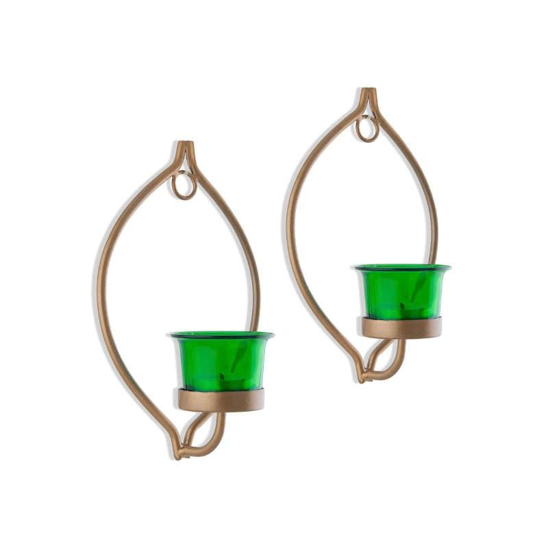 Buy Leafy Sconce Candle Holder (Green) - Set Of Two Candle Holders from Vaaree