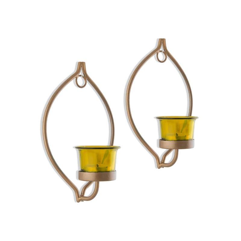 Buy Leafy Sconce Candle Holder (Yellow) - Set Of Two Candle Holders from Vaaree