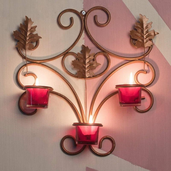 Buy Leafy Sparkle Tealight Candle Holder - Copper Candle Holders from Vaaree