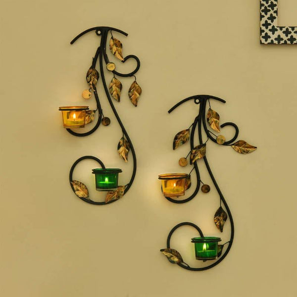 Buy Leafy Vine Luminaire Candle Holder - Green & Yellow Candle Holders from Vaaree