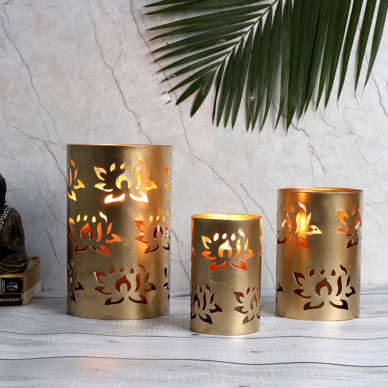 Buy Tea Light Candle Holders - Lotus Spread Tealight Candle Holder - Set Of Three at Vaaree online