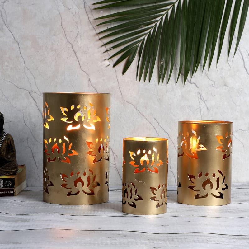 Buy Lotus Spread Tealight Candle Holder - Set Of Three Candle Holders from Vaaree