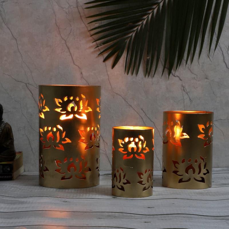 Buy Lotus Spread Tealight Candle Holder - Set Of Three Candle Holders from Vaaree