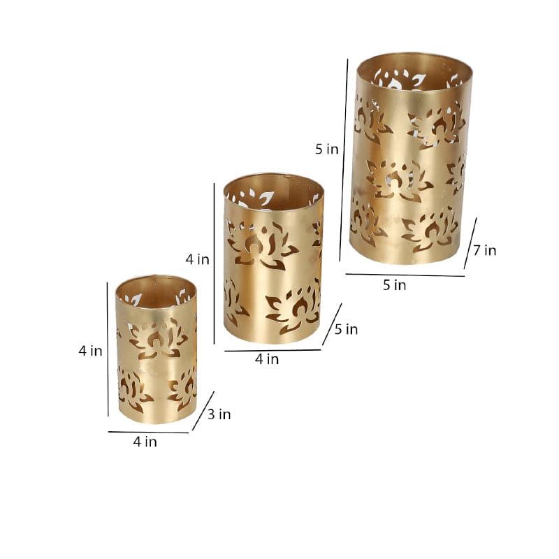 Buy Lotus Spread Tealight Candle Holder - Set Of Three Candle Holders from Vaaree