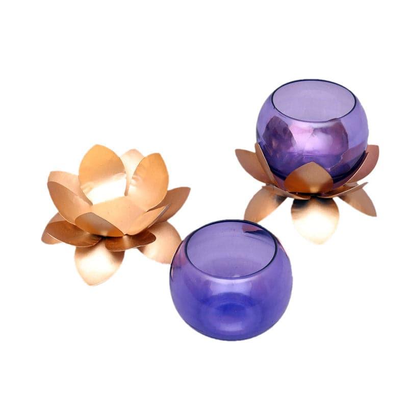 Buy Lotus Tealight Candle Holder (Purple) - Set Of Two Candle Holders from Vaaree