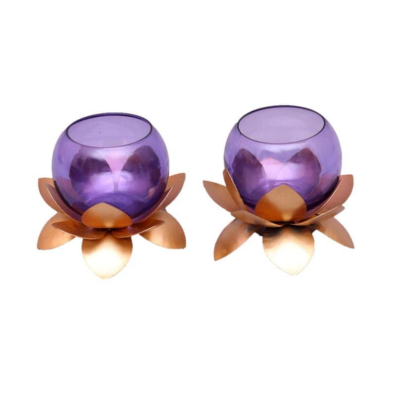 Buy Lotus Tealight Candle Holder (Purple) - Set Of Two Candle Holders from Vaaree