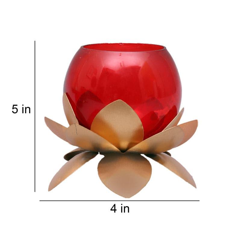 Buy Lotus Tealight Candle Holder (Red) - Set Of Two Candle Holders from Vaaree