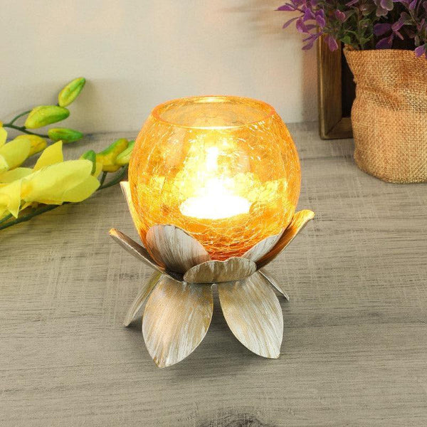 Buy Lotus Tealight Candle Holder - Yellow Candle Holders from Vaaree