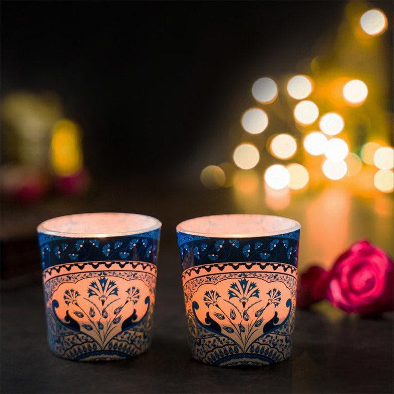 Buy Mandela Candle Votive (Blue) - Set Of Two Candle Holders from Vaaree