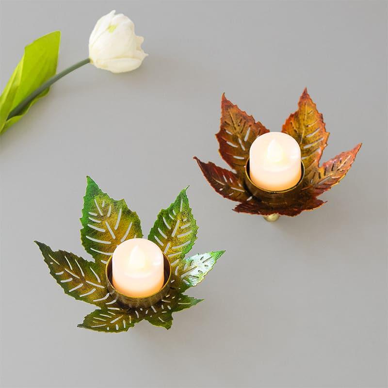 Buy Maple Leafery Tealight Candle Holder - Set Of Two Candle Holders from Vaaree