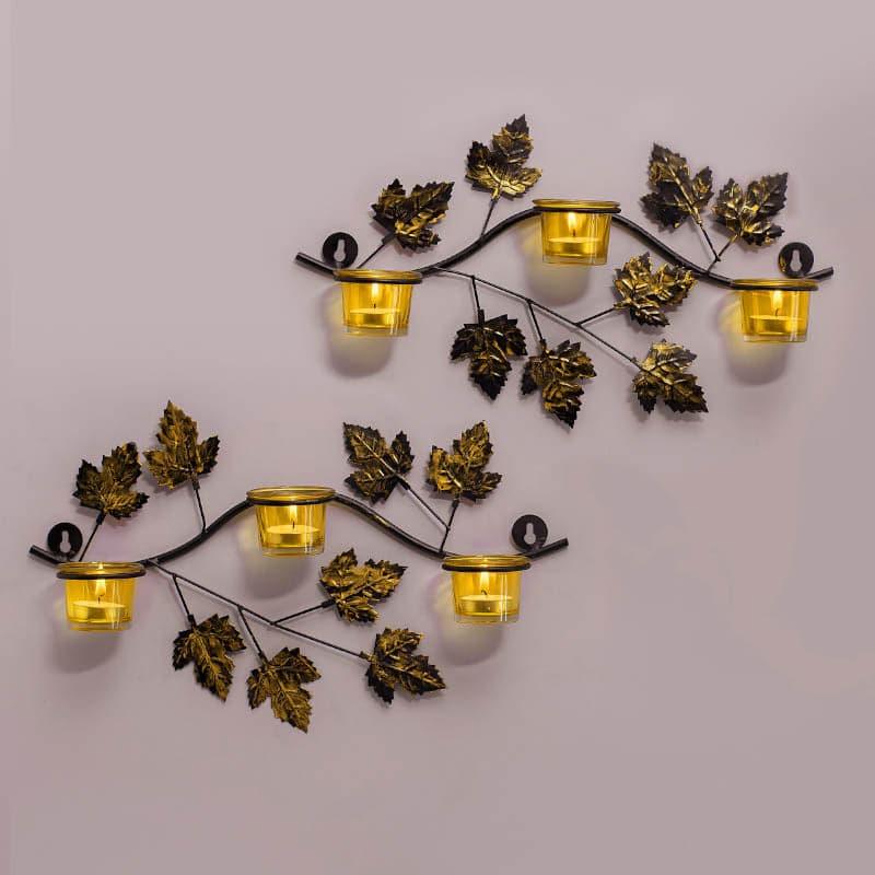 Buy Maple Sconce & Votive Trio (Yellow) - Set Of Two Candle Holders from Vaaree