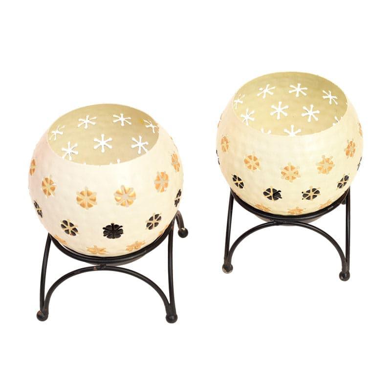 Buy Nahusha Tealight Candle Holder (Cream) - Set Of Two Candle Holders from Vaaree