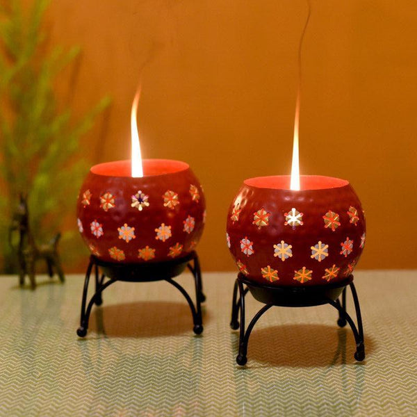 Buy Nahusha Tealight Candle Holder - Red Candle Holders from Vaaree