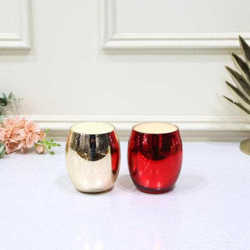 Buy Nami Votive (Red & Gold) - Set Of Two Candle Holders from Vaaree