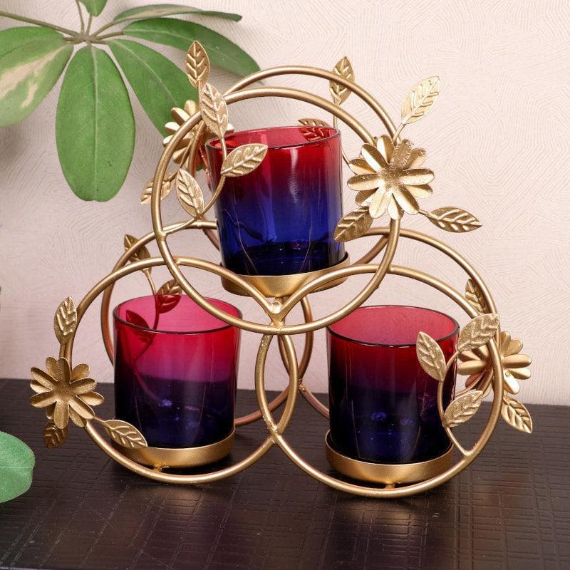 Tea Light Candle Holders - Oakley Trio Floral Spiral Tealight Holder