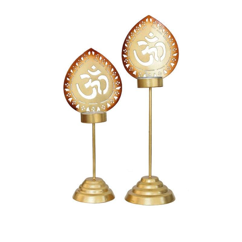 Buy Om Mudra Tealight Candle Holder - Set Of Two Candle Holders from Vaaree