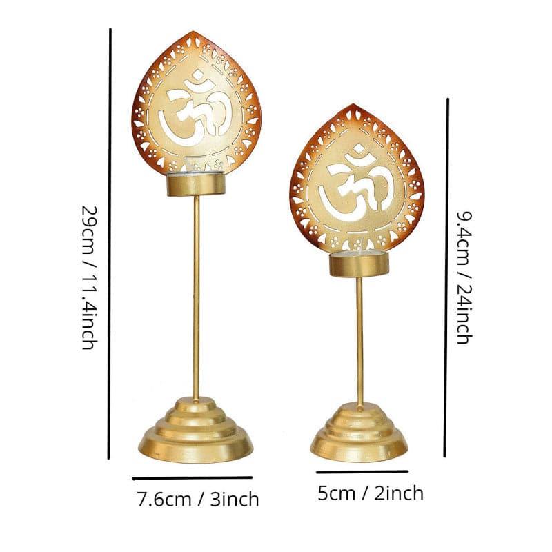 Buy Om Mudra Tealight Candle Holder - Set Of Two Candle Holders from Vaaree