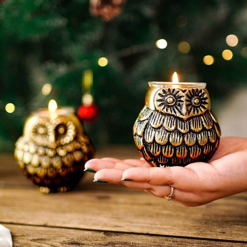 Buy Owl Hoot Tealight Candle Holder - Set Of Two Candle Holders from Vaaree