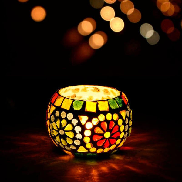 Buy Tea Light Candle Holders - Reyanh Mosaic Glass Tealight Candle Holder at Vaaree online