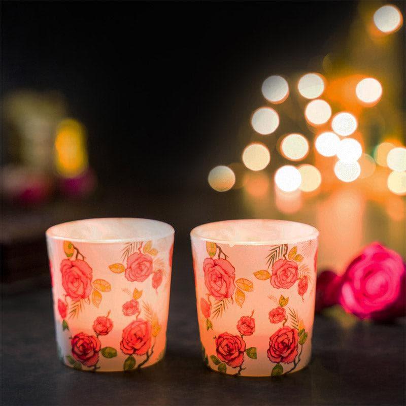 Buy Rosey Romance Candle Votive - Set Of Two Candle Holders from Vaaree