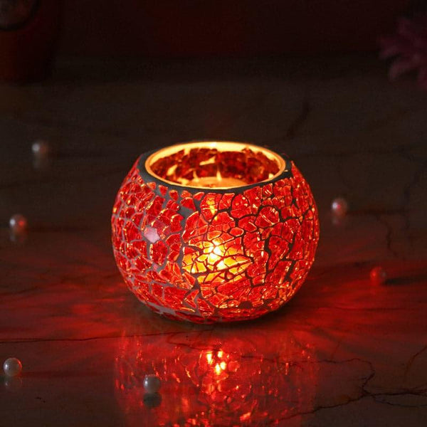 Buy Sabaa Mosaic Tealight Candle Holder - Red Candle Holders from Vaaree