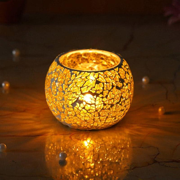 Buy Sabaa Mosaic Tealight Candle Holder - Yellow Candle Holders from Vaaree