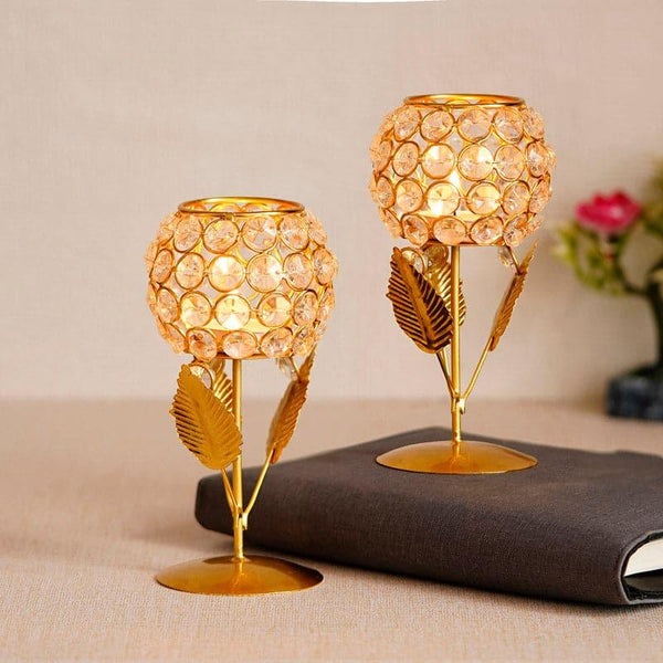 Buy Samoda Crystal Tealight Candle Holder - Set Of Two Candle Holders from Vaaree