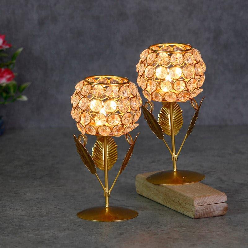 Buy Samoda Crystal Tealight Candle Holder - Set Of Two Candle Holders from Vaaree