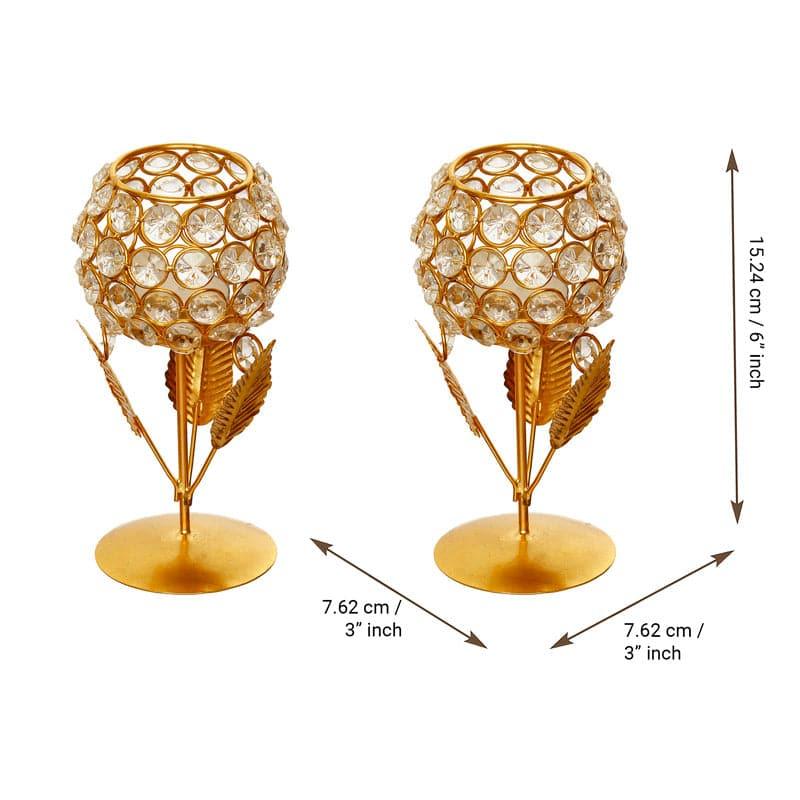 Buy Samoda Crystal Tealight Candle Holder - Set Of Two Candle Holders from Vaaree