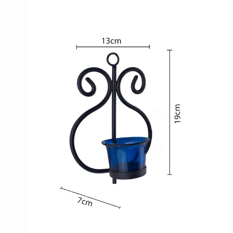 Buy Seina Black Frame Sconce Candle Holder (Blue) - Set Of Two Candle Holders from Vaaree