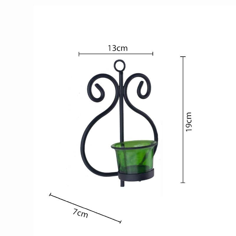 Buy Seina Black Frame Sconce Candle Holder (Green) - Set Of Two Candle Holders from Vaaree