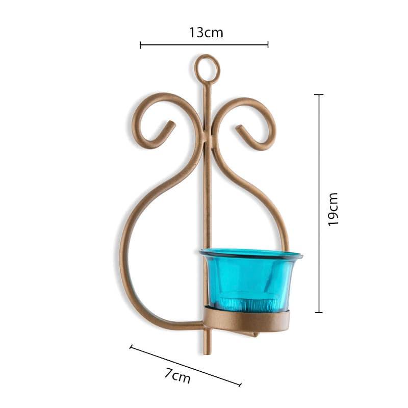 Buy Seina Gold Frame Sconce Candle Holder (Azure) - Set Of Two Candle Holders from Vaaree