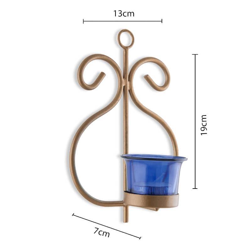 Buy Seina Gold Frame Sconce Candle Holder (Blue) - Set Of Two Candle Holders from Vaaree