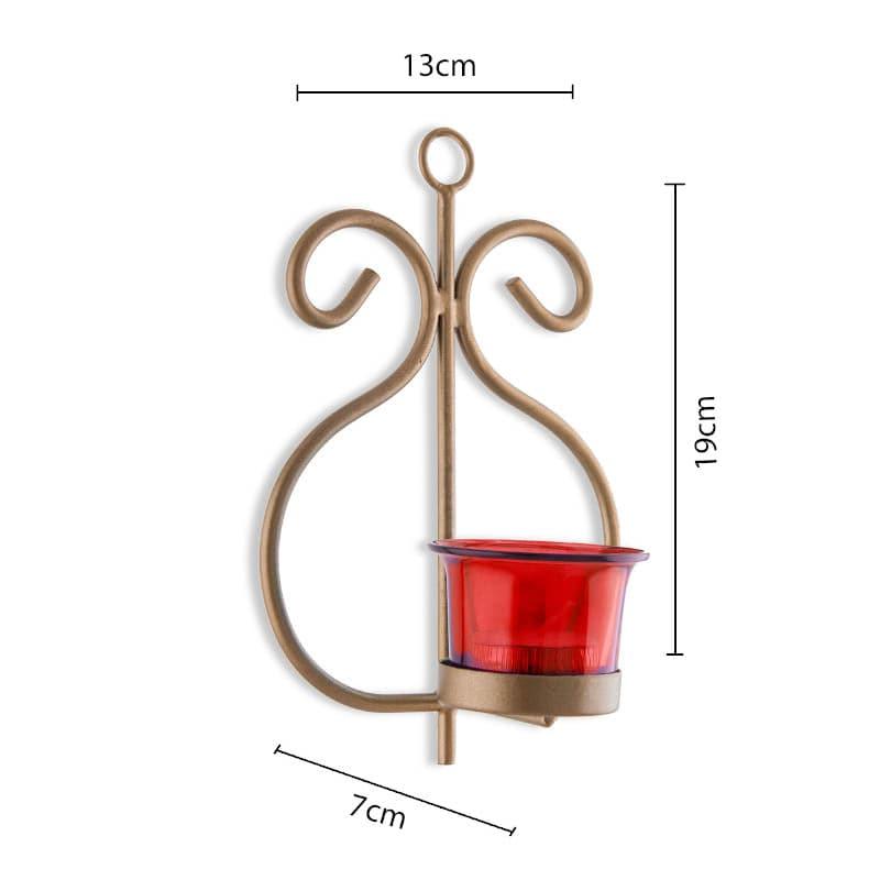 Tea Light Candle Holders - Seina Gold Frame Sconce Candle Holder (Red) - Set Of Two