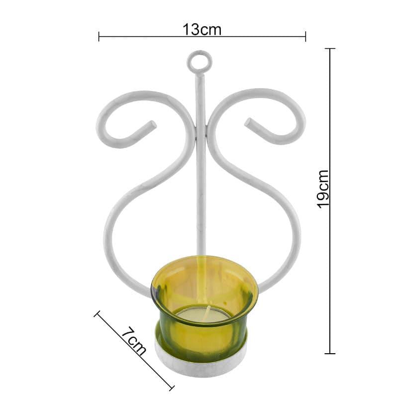 Buy Seina White Frame Sconce Candle Holder (Yellow) - Set Of Two Candle Holders from Vaaree