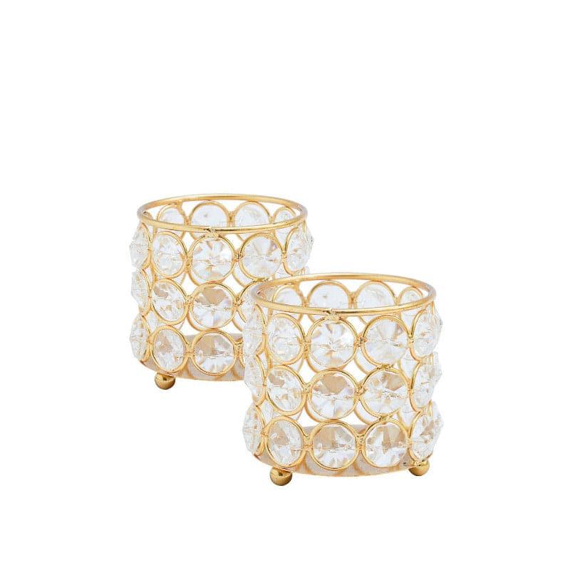 Buy Sinora Crystal Tealight Candle Holder - Set Of Two Candle Holders from Vaaree