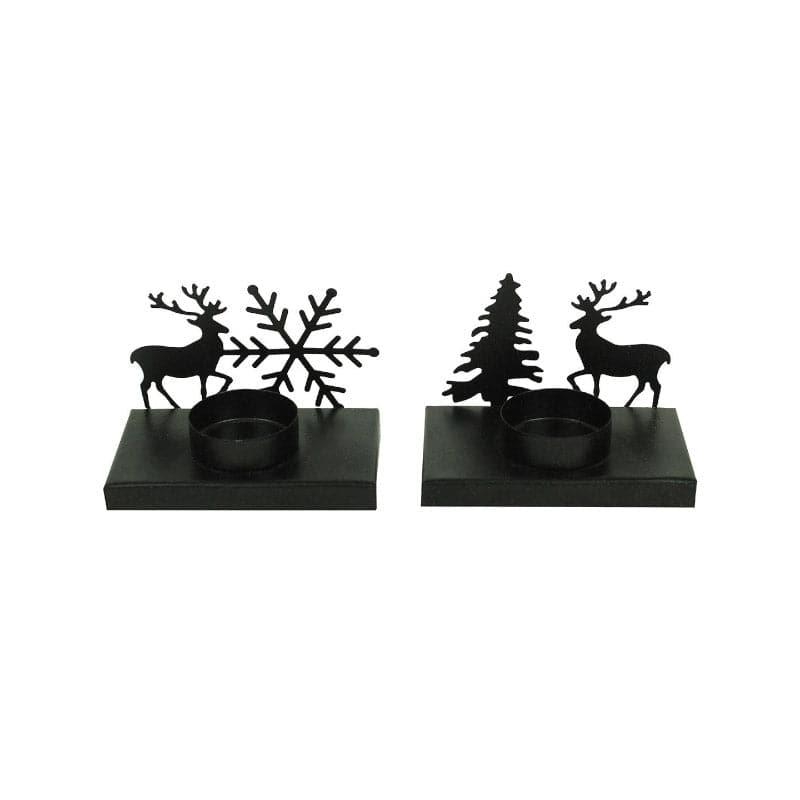 Buy Snowy Glow Tealight Candle Holder (Black) - Set Of Two Candle Holders from Vaaree