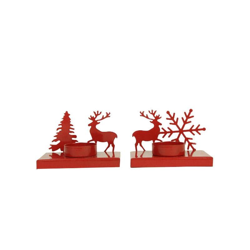 Buy Snowy Glow Tealight Candle Holder (Red) - Set Of Two Candle Holders from Vaaree