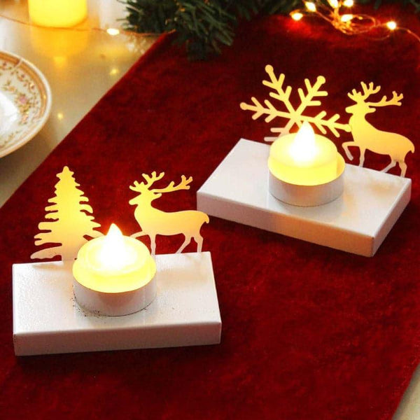 Buy Snowy Glow Tealight Candle Holder (White) - Set Of Two Candle Holders from Vaaree