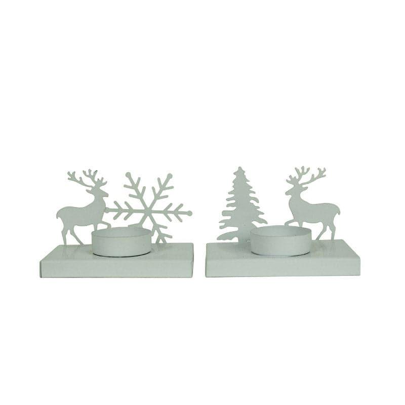 Buy Snowy Glow Tealight Candle Holder (White) - Set Of Two Candle Holders from Vaaree