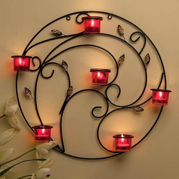 Buy Spiral Twig Candle Holder - Red Candle Holders from Vaaree