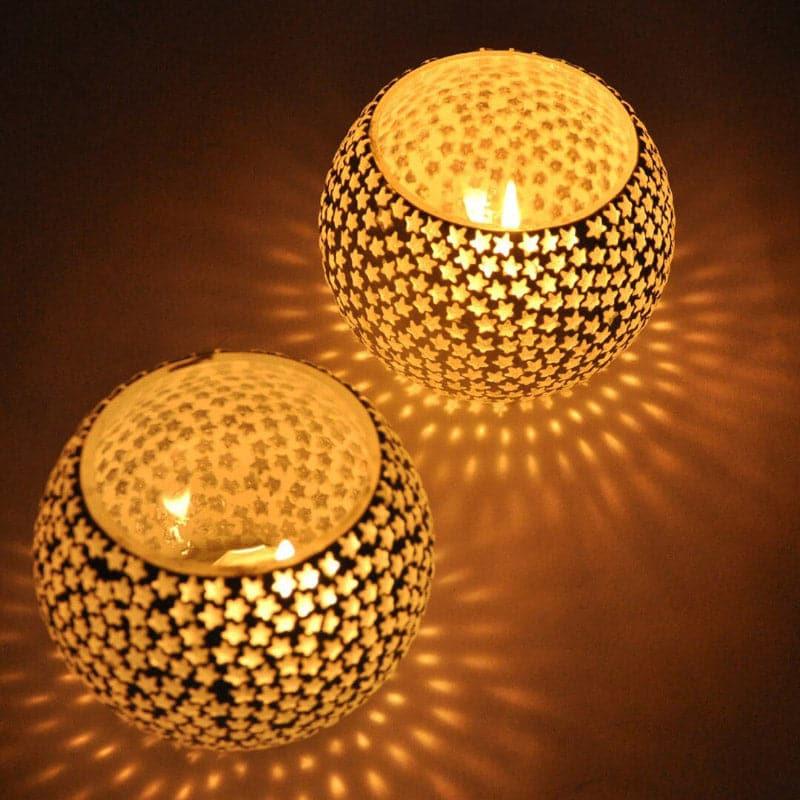 Buy Starry Muse Tealight Candle Holder - Set Of Two Candle Holders from Vaaree