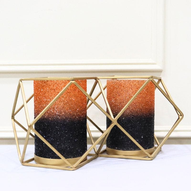 Buy Suzette Double Votive - Orange Candle Holders from Vaaree