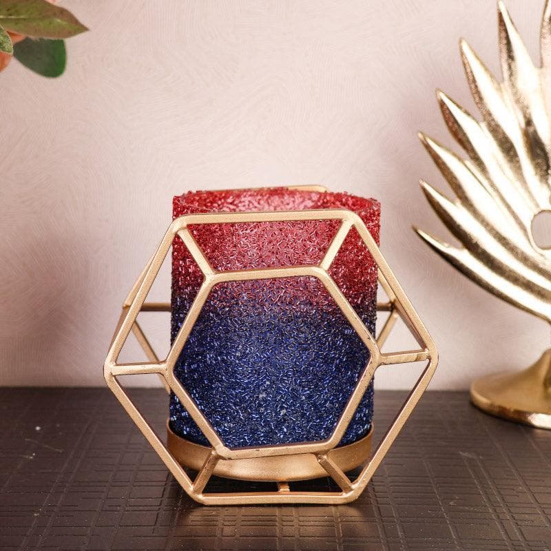 Buy Suzette Votive - Blue & Red Candle Holders from Vaaree