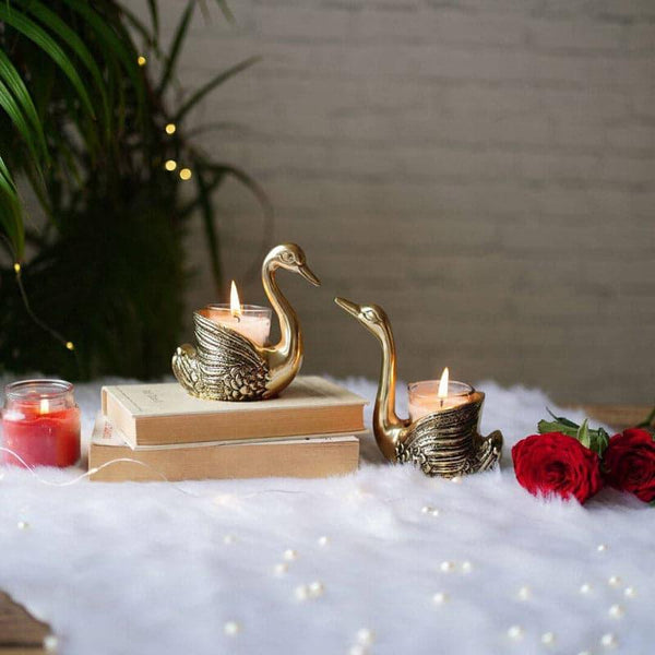 Buy Swan Duo Candle Holder - Set Of Two Candle Holders from Vaaree