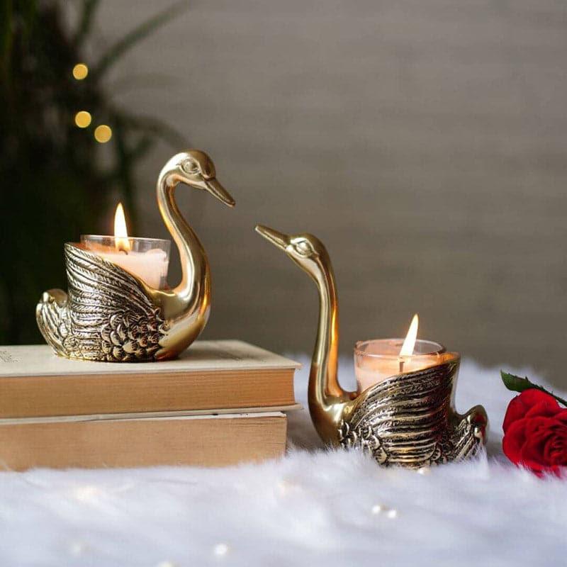 Buy Swan Duo Candle Holder - Set Of Two Candle Holders from Vaaree