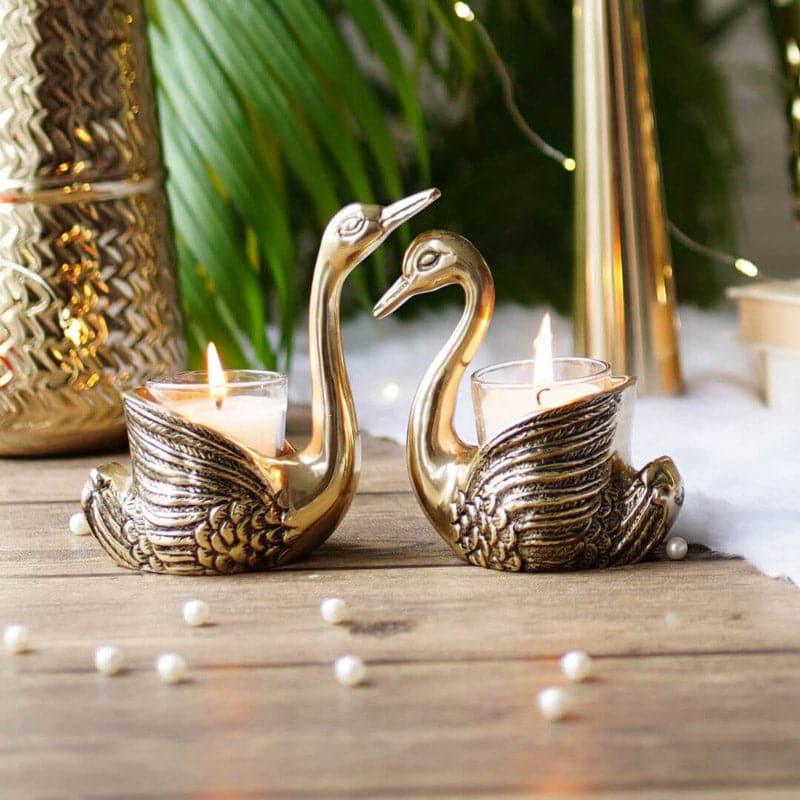 Buy Swan Duo Candle Holder - Set Of Two Candle Holders from Vaaree