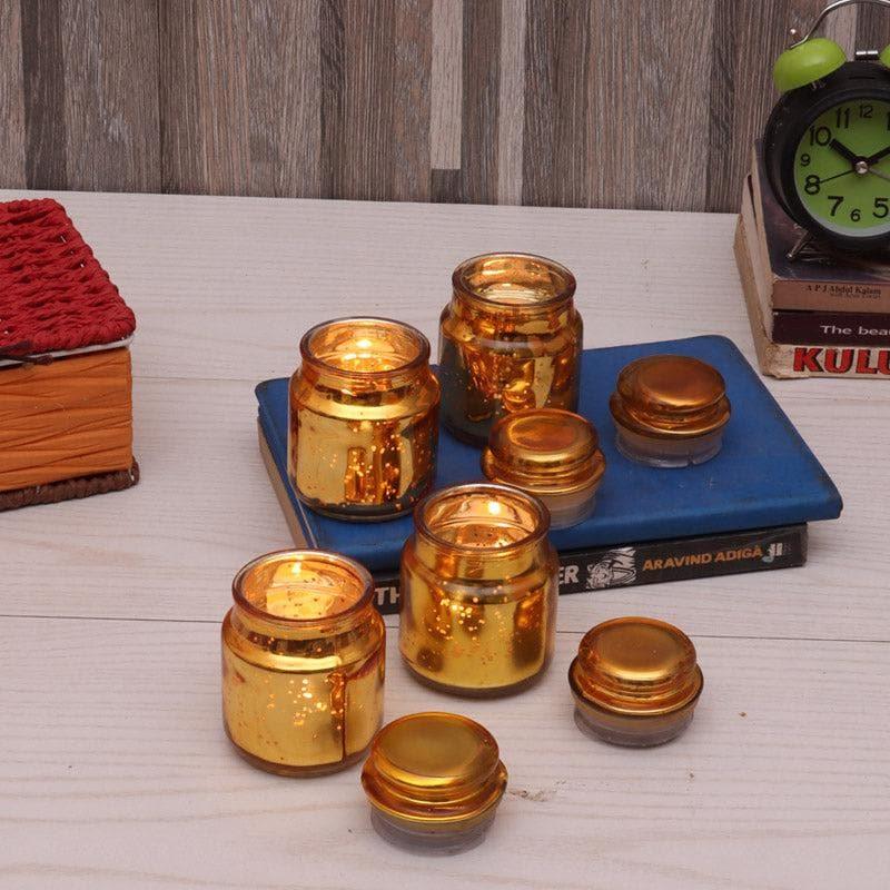 Buy Tarusha Tealight Candle Holder (Gold) - Set Of Four Candle Holders from Vaaree