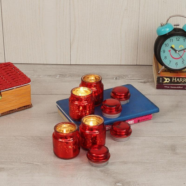 Buy Tarusha Tealight Candle Holder (Red) - Set Of Four Candle Holders from Vaaree